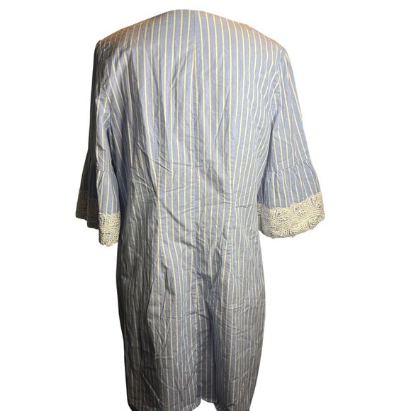 Westport Blue Pinstripe Tunic Dress, Lace Details, Plus Size 14 - Picture 3 of 8